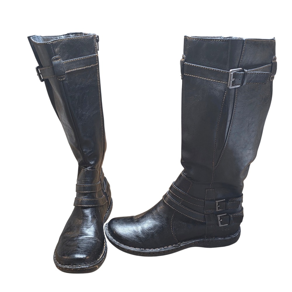 b.o.c. Born Concept Knee-High Black Leather Riding Boots Z18009 8.5M